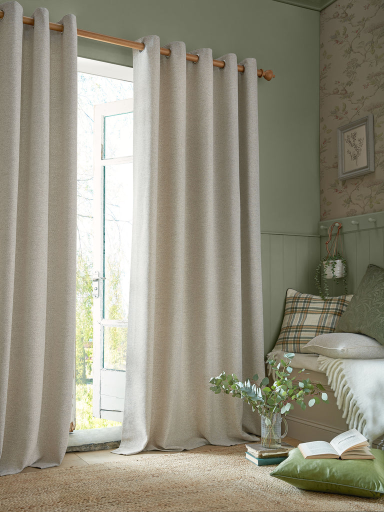 Laura Ashley Milbourne Herringbone Lined Eyelet Curtains