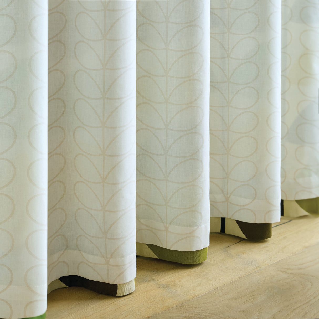Orla Kiely Multi Stem Fern-Ochre Lined Eyelet Curtains
