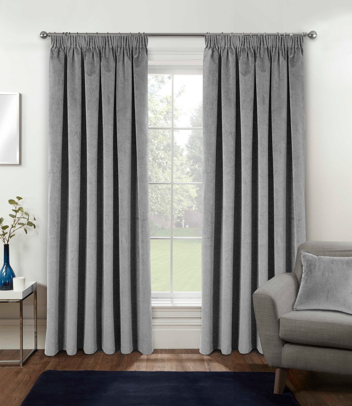 Tyrone Oxford Velvet Thermal Blackout 3" Tape Heading Curtains