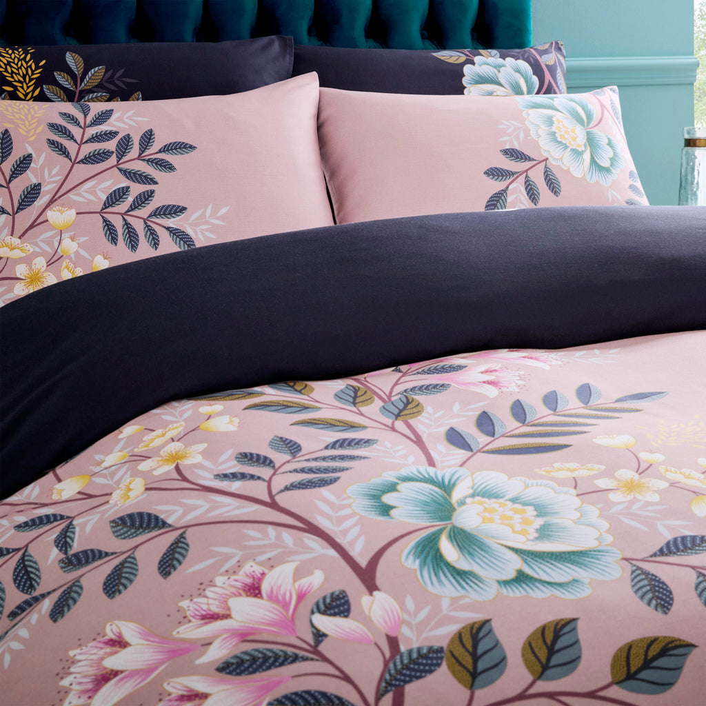 Sara Miller Oriental Blossom Navy Light-Mink Duvet Set