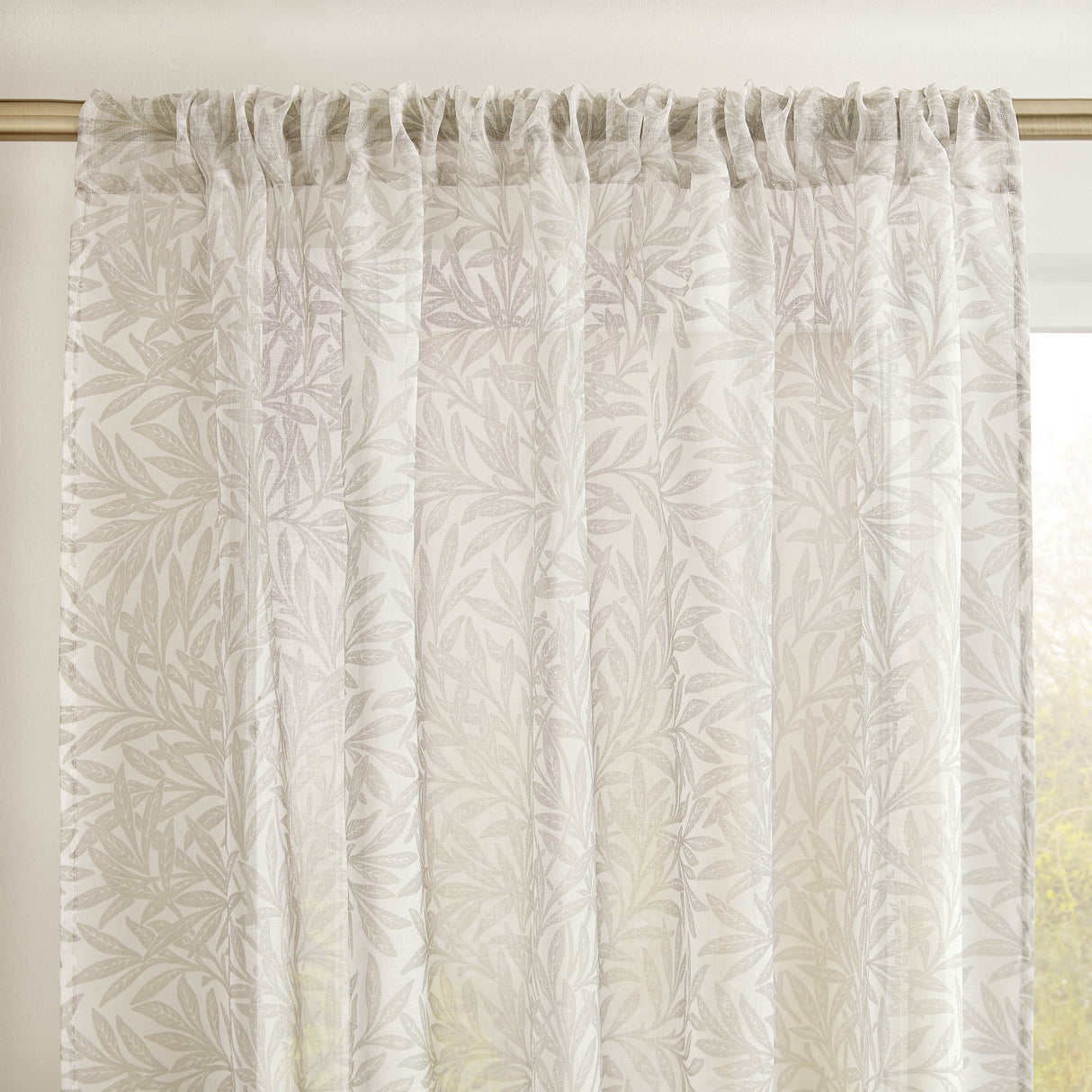 William Morris at Home Original Willow Voile Slot Top Sheer Panel Curtain