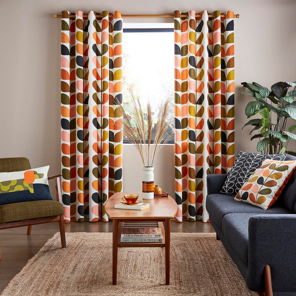 Orla Kiely Multi Stem Auburn Lined Eyelet Curtains