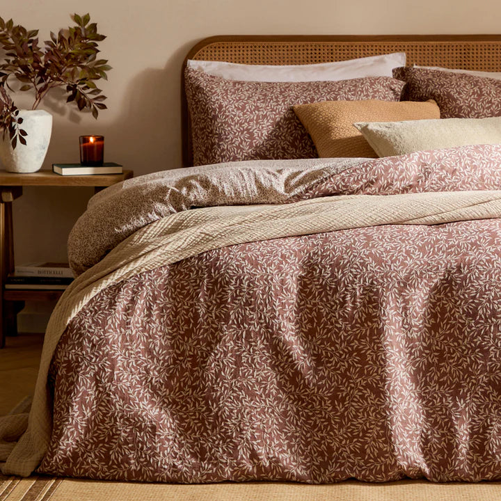 The Linen Yard Perrie Leaf Muslin Duvet Set