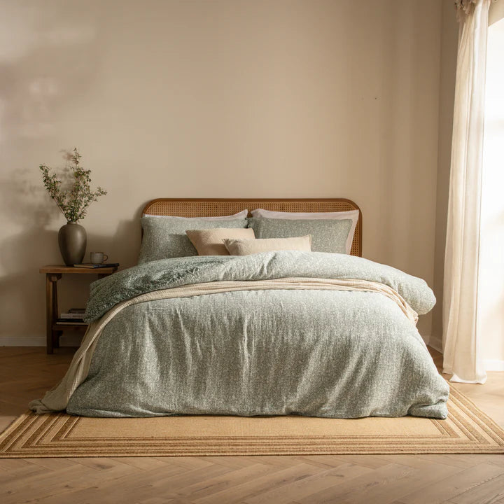 The Linen Yard Perrie Leaf Muslin Duvet Set