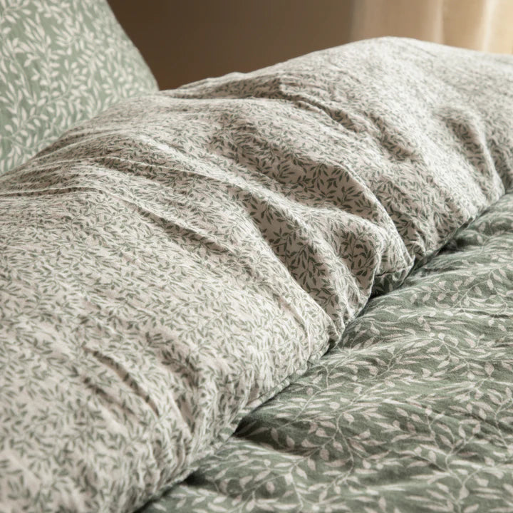 The Linen Yard Perrie Leaf Muslin Duvet Set