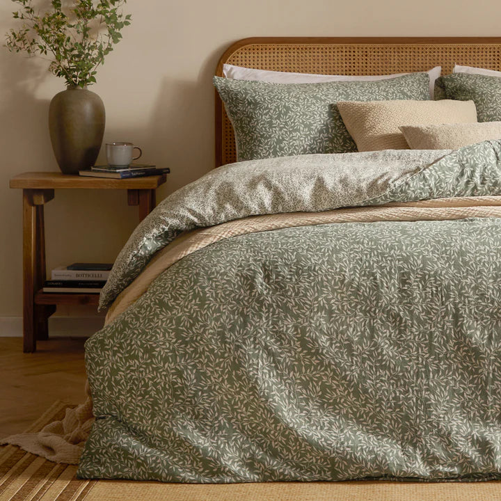 The Linen Yard Perrie Leaf Muslin Duvet Set