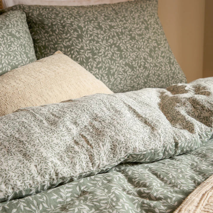 The Linen Yard Perrie Leaf Muslin Duvet Set