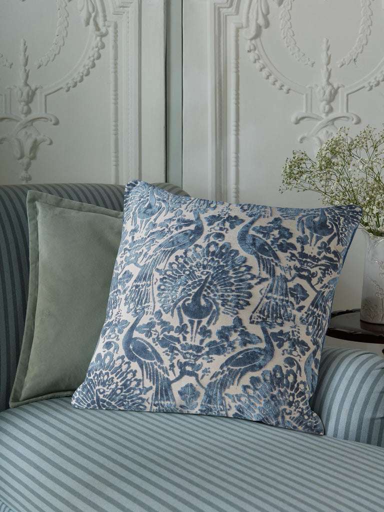 Laura Ashley Peacock Damask 50cm x 50cm Microfibre Filled Cushion