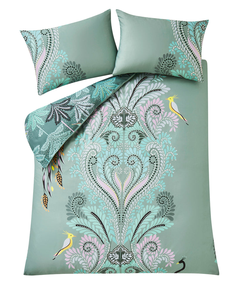 Sara Miller Peacock Filigree Dark Sage Duvet Set