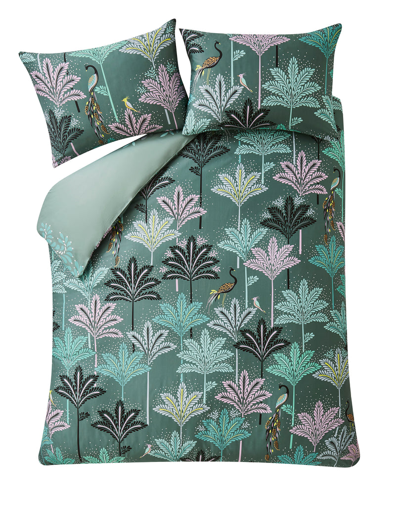Sara Miller Peacock Filigree Dark Sage Duvet Set