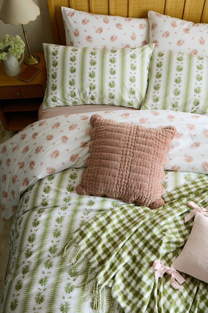 Laura Ashley Pensham Stripe Sage Pink Duvet Set
