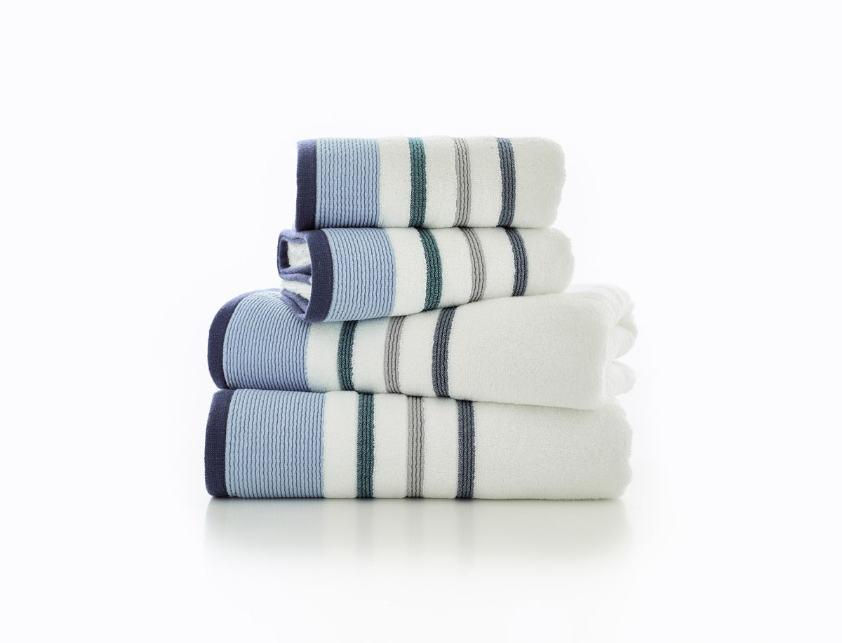 Deyongs Portland Stripe Supersoft 92% Cotton/8% Polyester 550gsm Zero Twist Oceanic Towels
