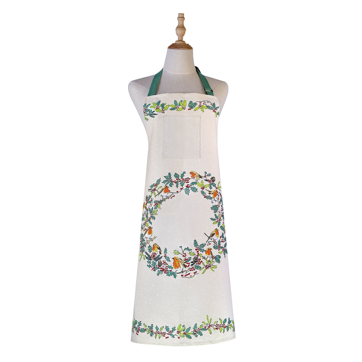 Ulster Weavers Christmas Robins Green Apron