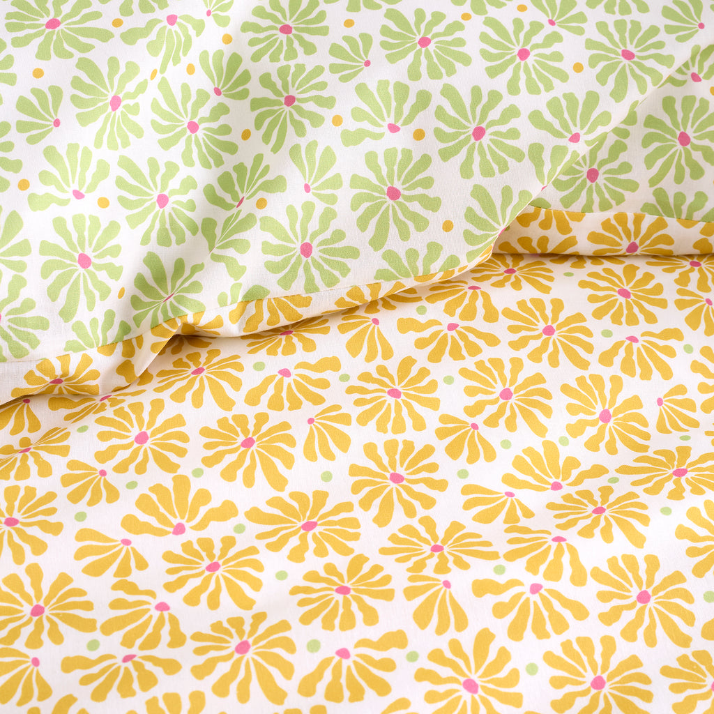 Fusion Bedding Retro Daisy Floral Yellow Duvet Set