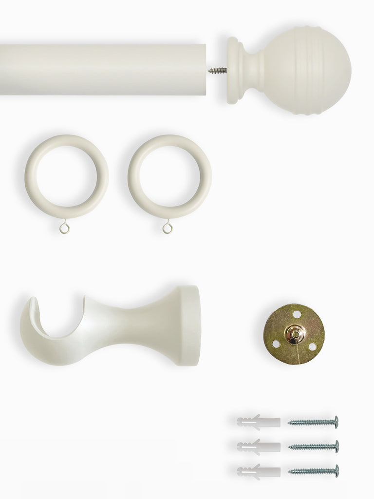 Laura Ashley Wooden Ribbed Ball Curtain Pole (ORDER ONLY)