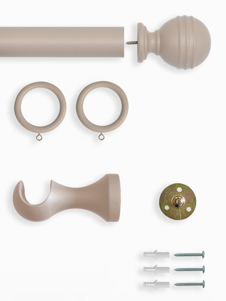 Laura Ashley Wooden Ribbed Ball Curtain Pole (ORDER ONLY)