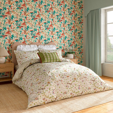 Sanderson Aprils Garden Olive & Mulberry Duvet Set