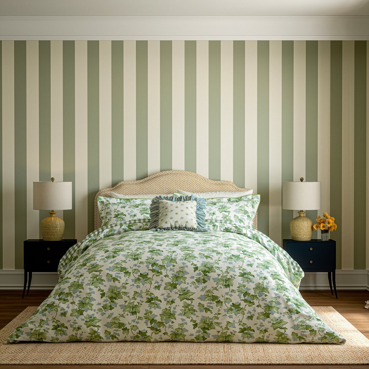 Sanderson Hedra Botanical Green Duvet Set