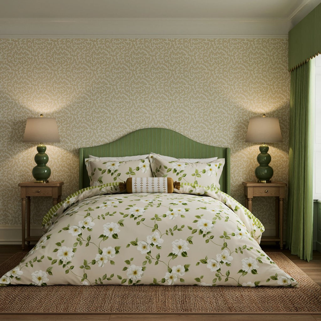 Sanderson x National Trust Poet`s Rose Linen Duvet Set