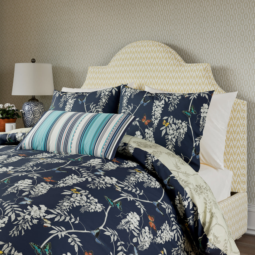 Sanderson Options Wisteria Butterfly Midnight Blue Duvet Set