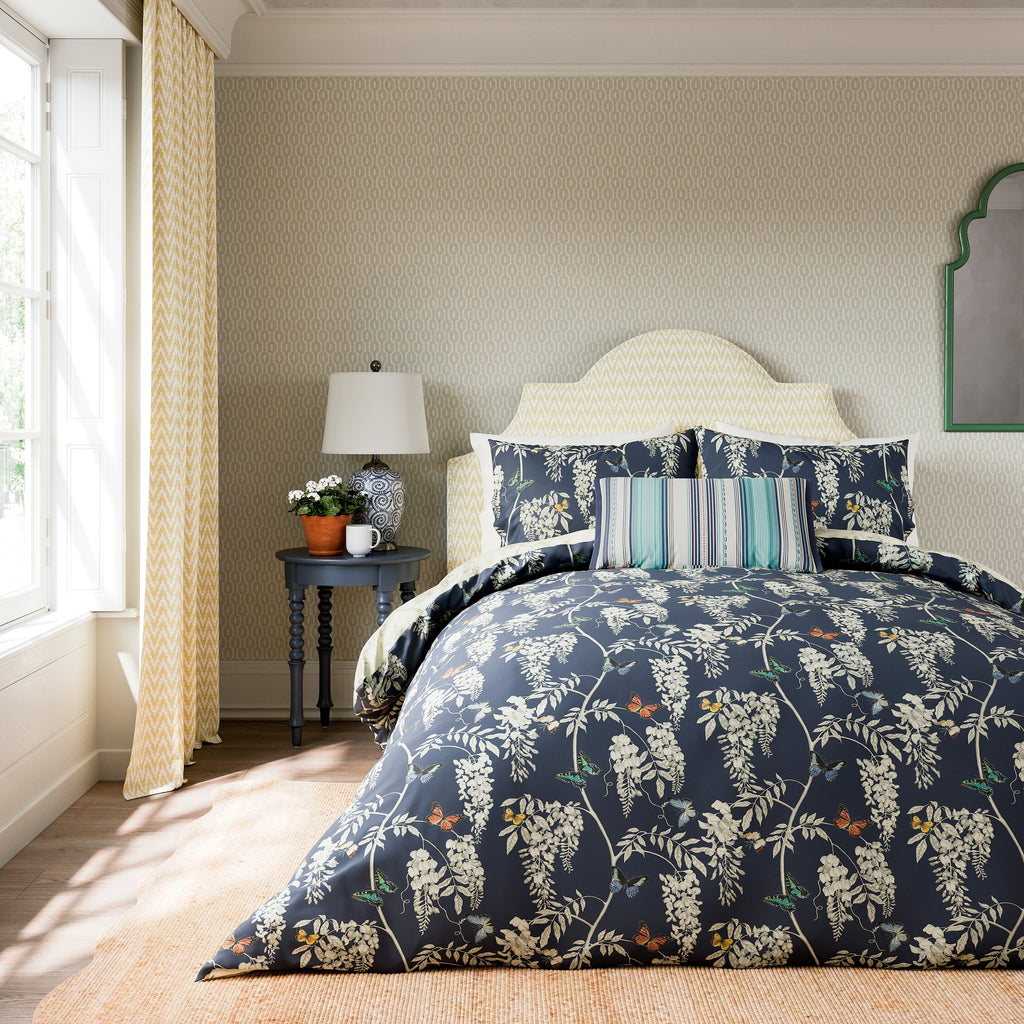 Sanderson Options Wisteria Butterfly Midnight Blue Duvet Set