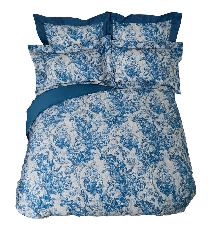 Sanderson x Giles Deacon Fringed Tulip Toile Smalt Duvet Set