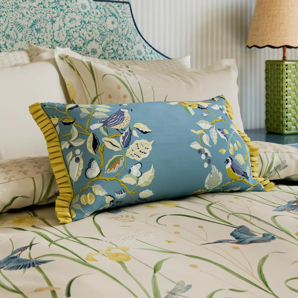 Sanderson x National Trust Kingfisher & Iris Azure & Linen Duvet Set