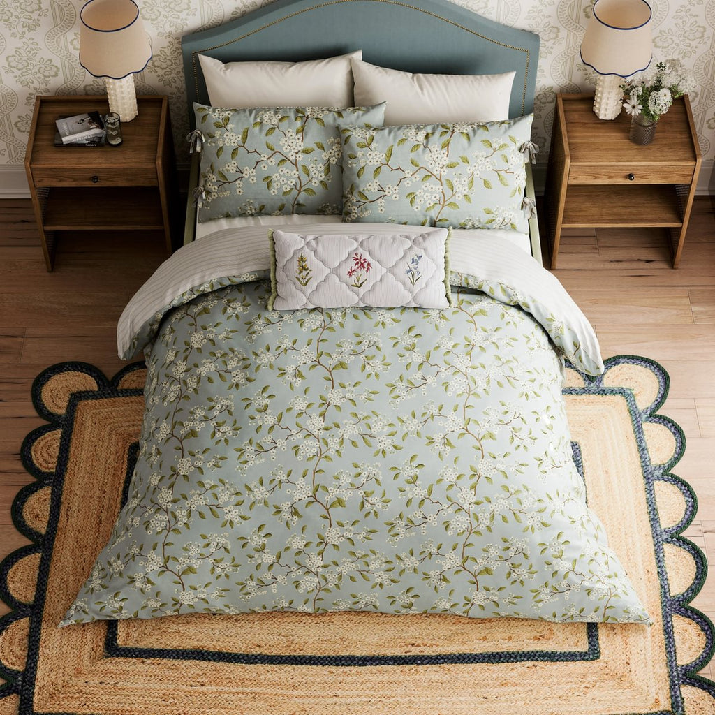 Sanderson x National Trust Damson Blossom Porcelain Duvet Set