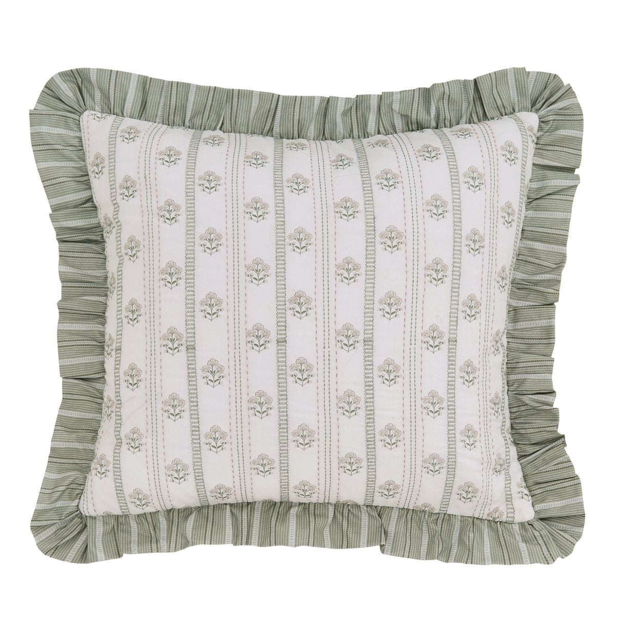 Sanderson x National Trust Red Clover Sage 45cm x 45cm Fibre Filled Cushion