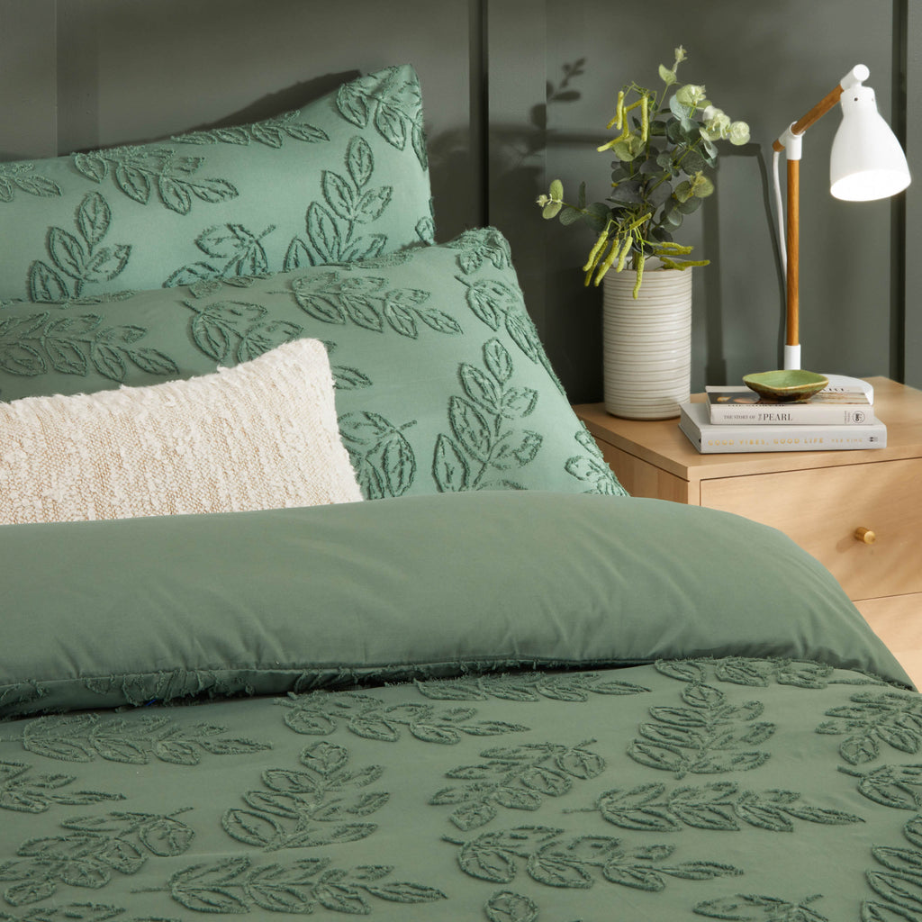 Duvet Day Seville Leaf Tufted Soft Touch Microfibre Duvet Set