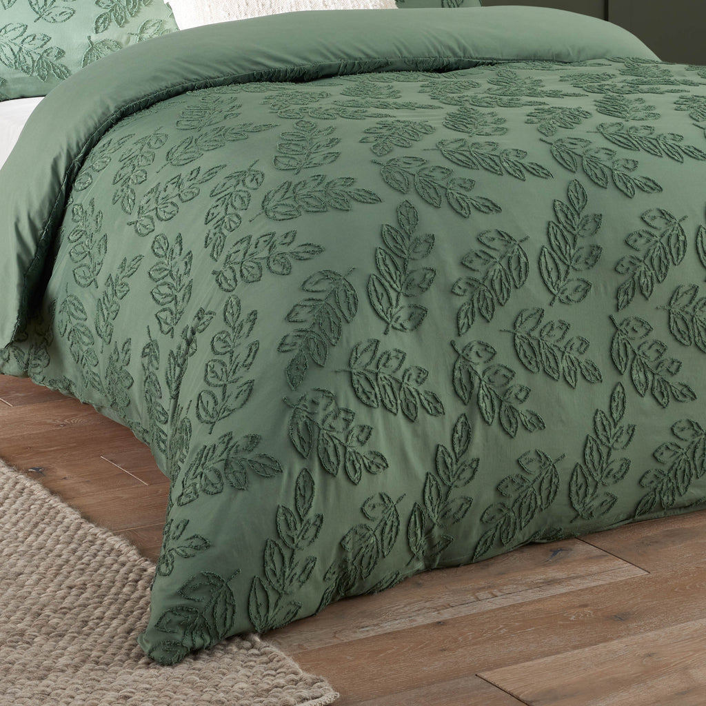 Duvet Day Seville Leaf Tufted Soft Touch Microfibre Duvet Set