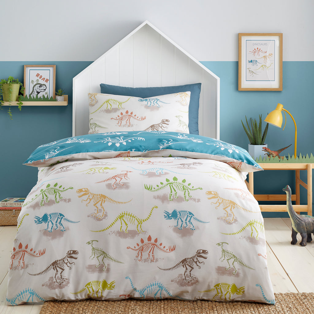 Bedlam Skeleton Dino Natural Duvet Set