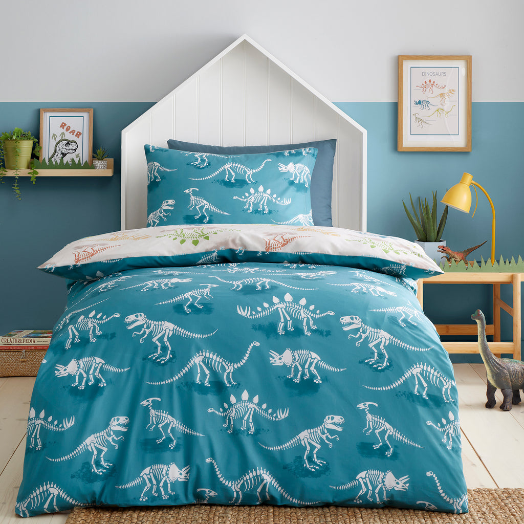 Bedlam Skeleton Dino Natural Duvet Set