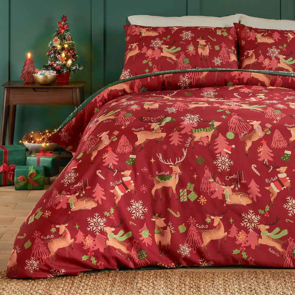 Duvet Day Sleigh Team Soft Touch Red Duvet Set