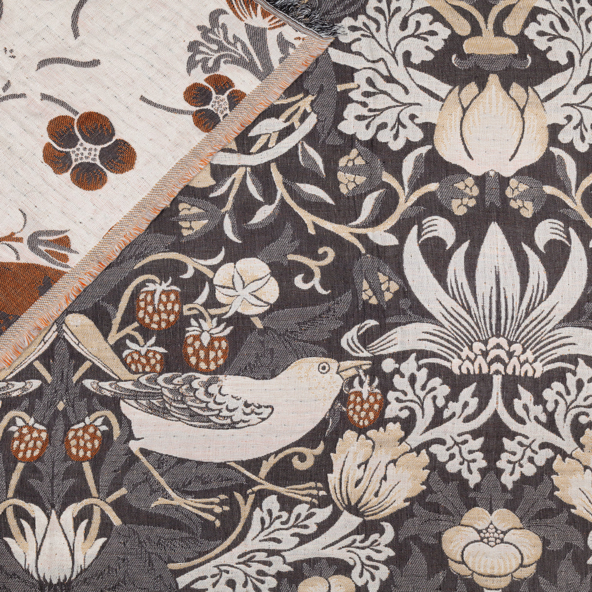 Morris & Co Strawberry Thief Jacquard Pencil Pleat Curtains