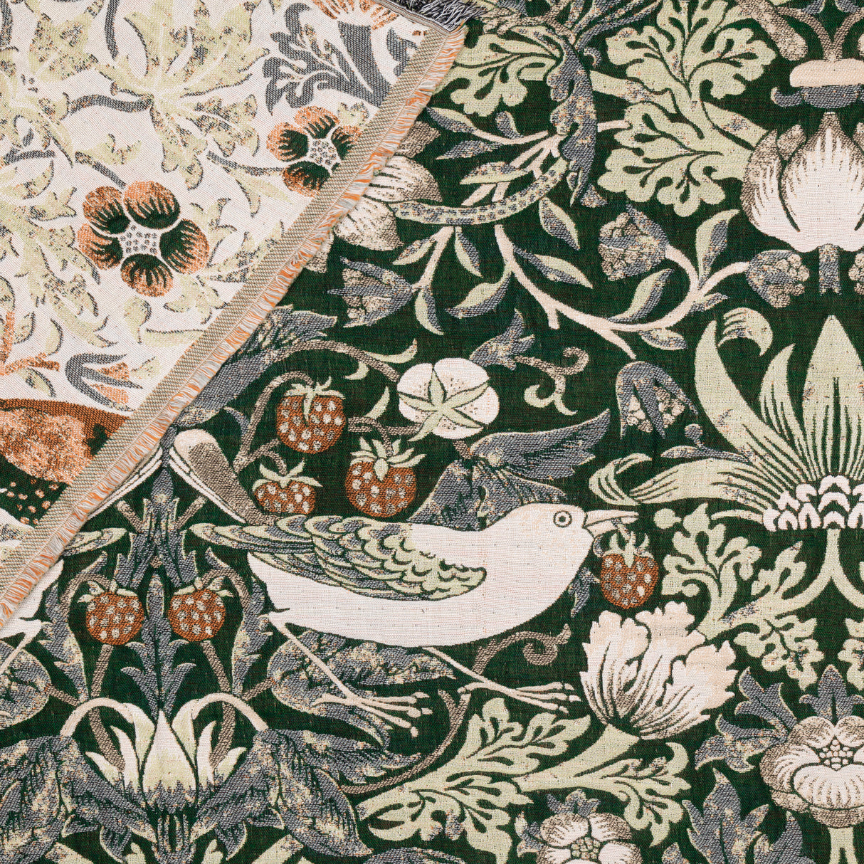 Morris & Co Strawberry Thief Jacquard Pencil Pleat Curtains