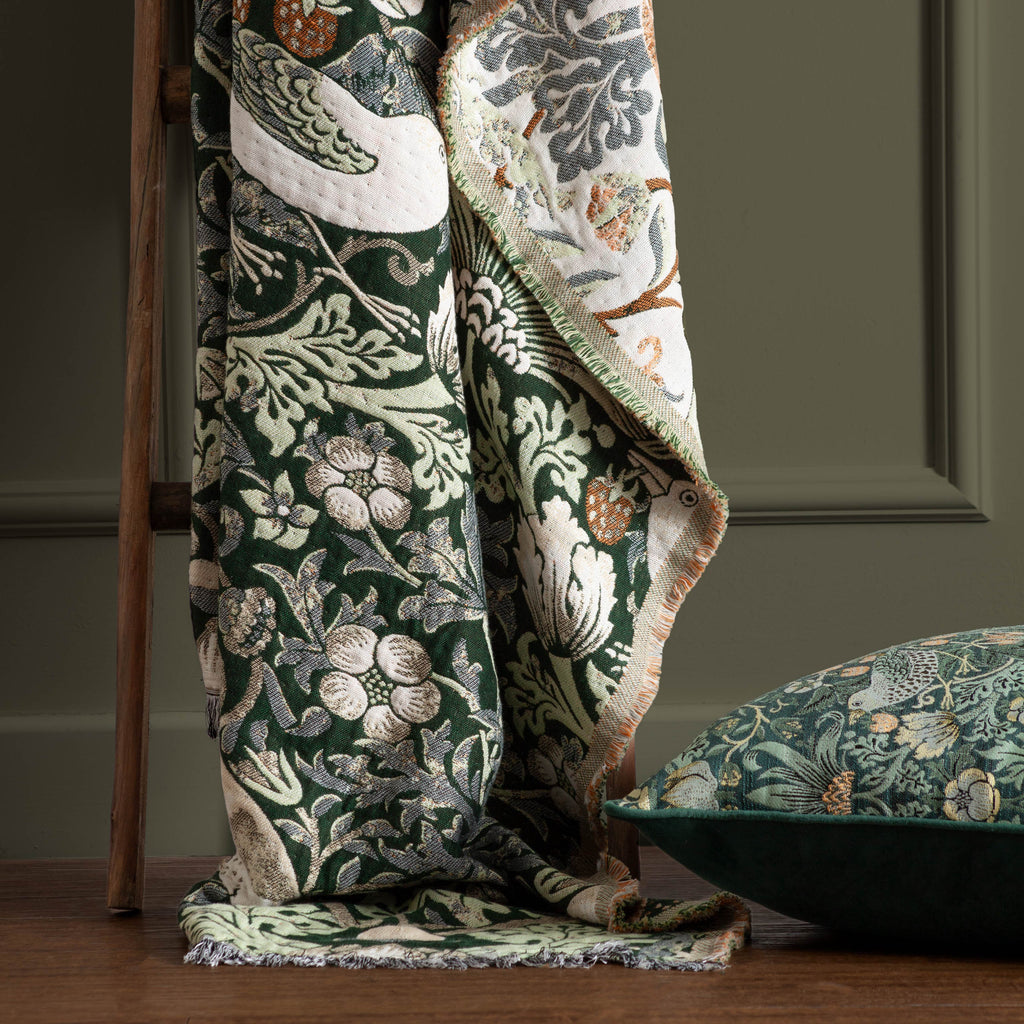 Morris & Co Strawberry Thief Jacquard Pencil Pleat Curtains