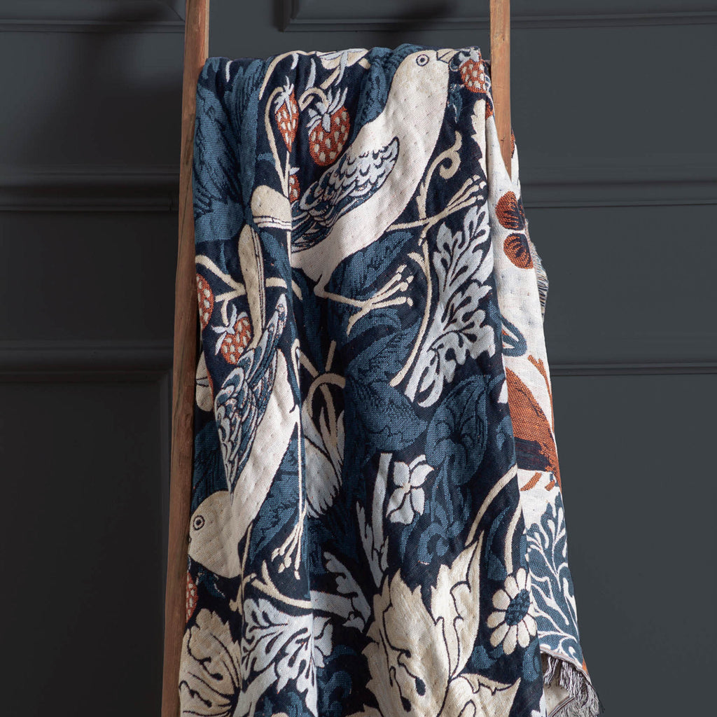 Morris & Co Strawberry Thief Jacquard Pencil Pleat Curtains