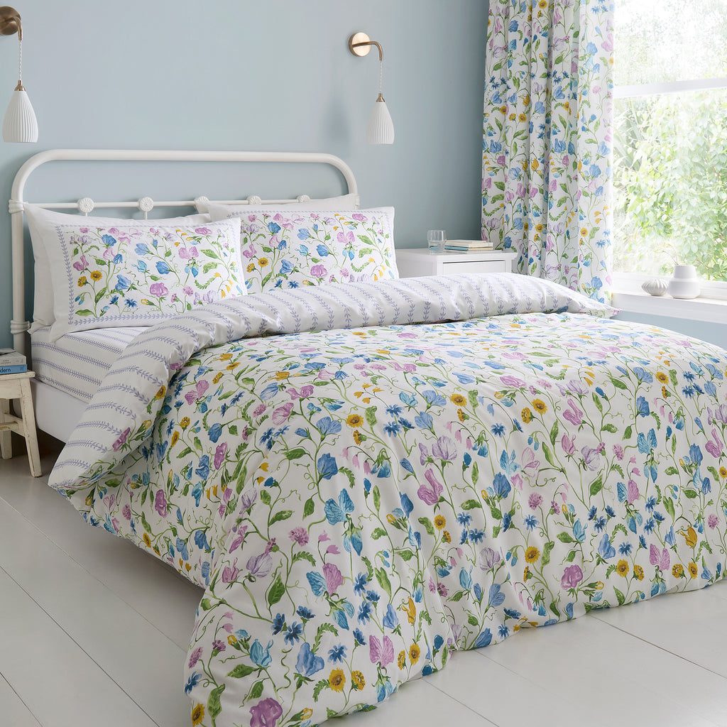 Dreams n Drapes Sweetpea Floral Lilac Duvet Set