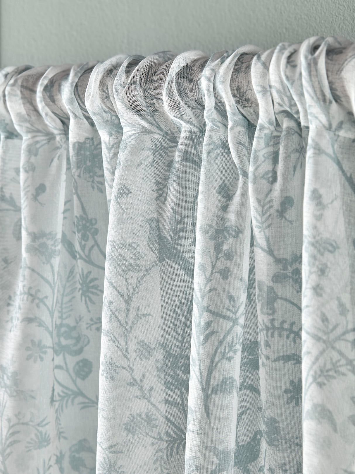 Laura Ashley Shepherds Purse Duckegg Voile Slot Top Sheep Panel Curtain