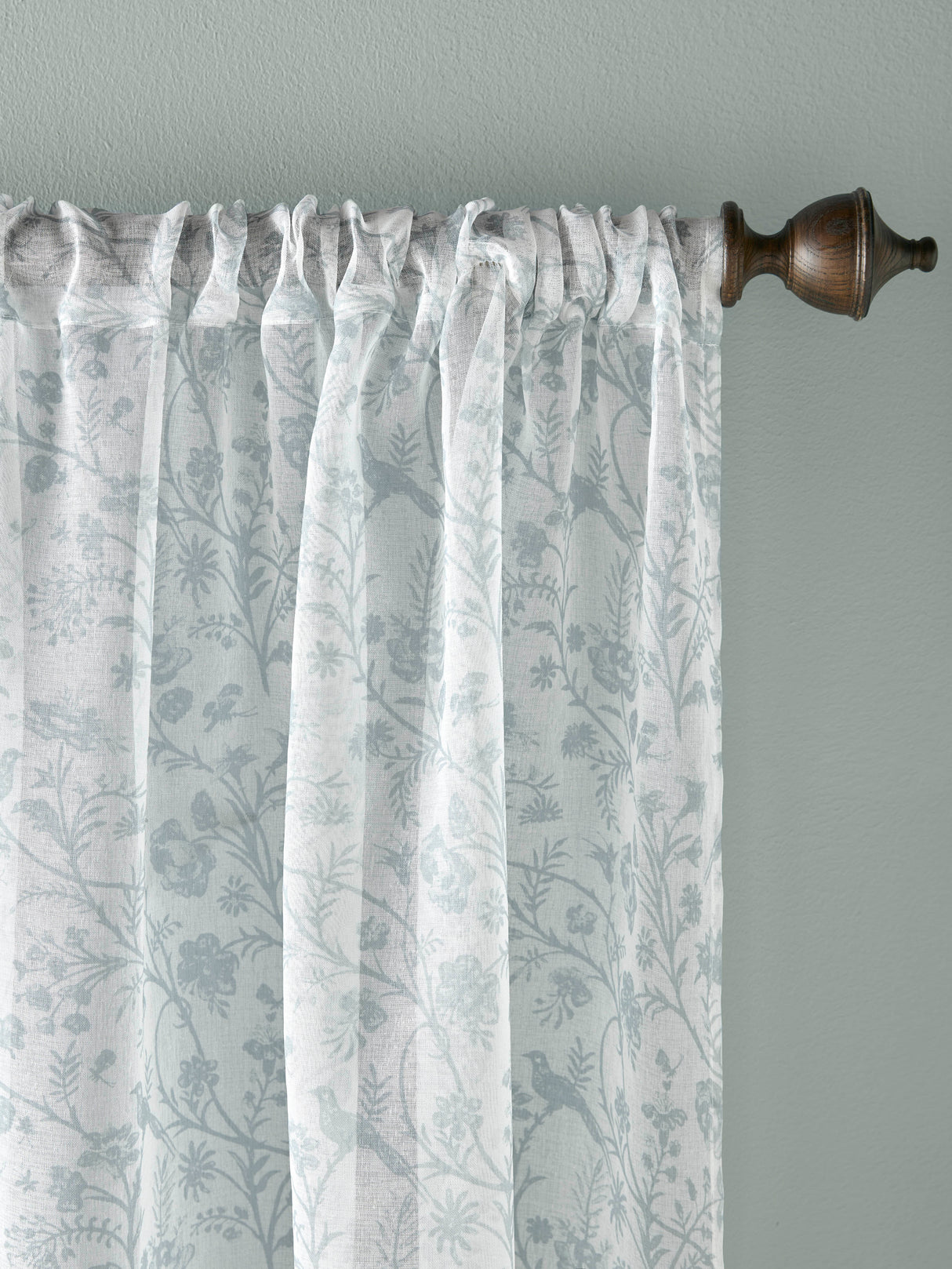 Laura Ashley Shepherds Purse Duckegg Voile Slot Top Sheep Panel Curtain