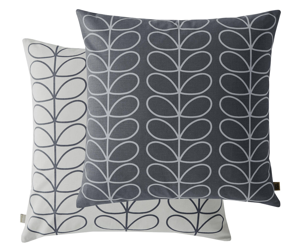 Small Linear Stem Cool Grey 50cm x 50cm Feather Filled Cushion by Orla Kiely