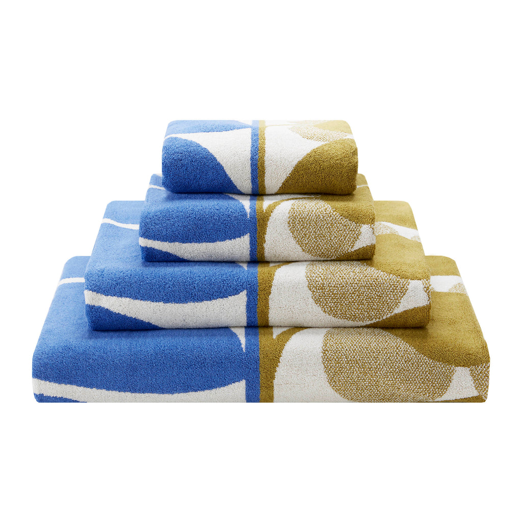 Orla Kiely Stem Bloom Duo Blue Fawn 100% Cotton 580gsm Towels