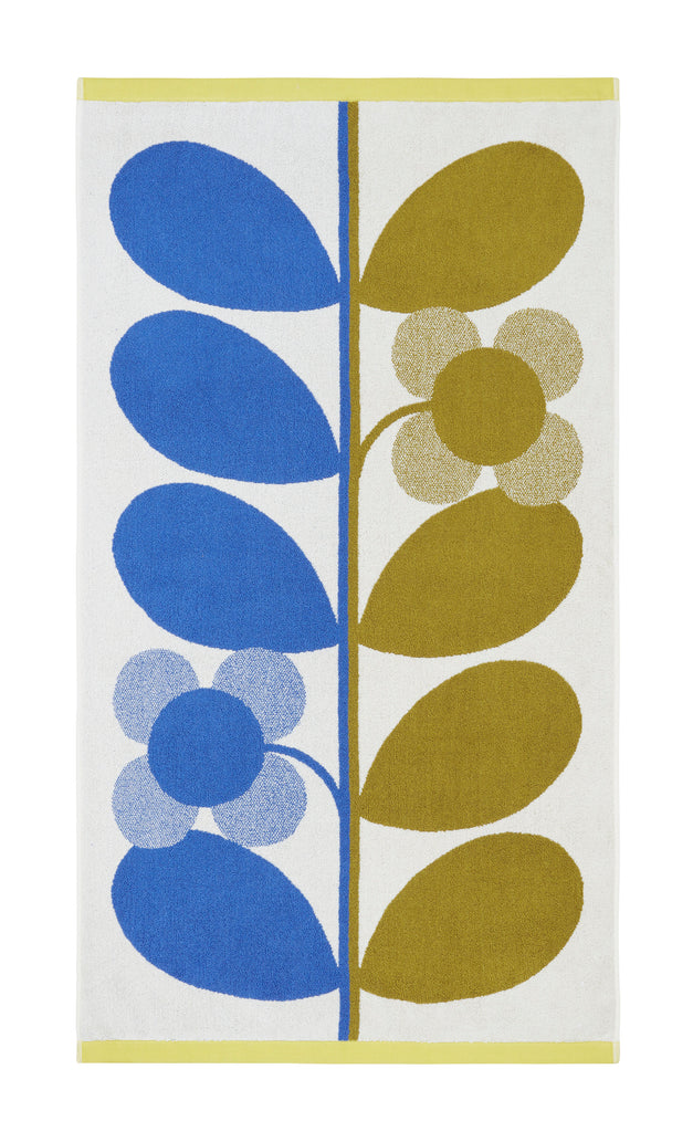 Orla Kiely Stem Bloom Duo Blue Fawn 100% Cotton 580gsm Towels