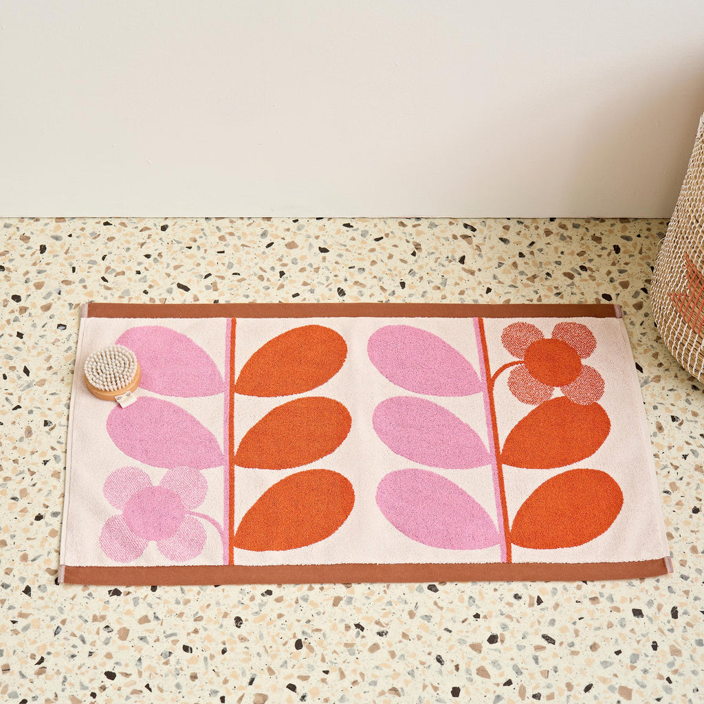 Orla Kiely Stem Bloom Duo Blush 100% Cotton 580gsm Towels