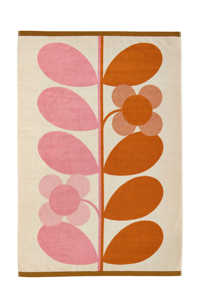 Orla Kiely Stem Bloom Duo Blush 100% Cotton 580gsm Towels