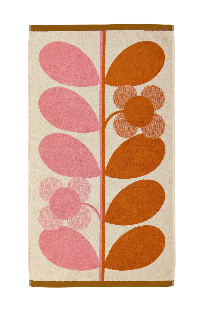 Orla Kiely Stem Bloom Duo Blush 100% Cotton 580gsm Towels