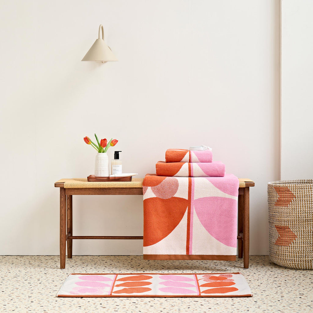 Orla Kiely Stem Bloom Duo Blush 100% Cotton 580gsm Towels