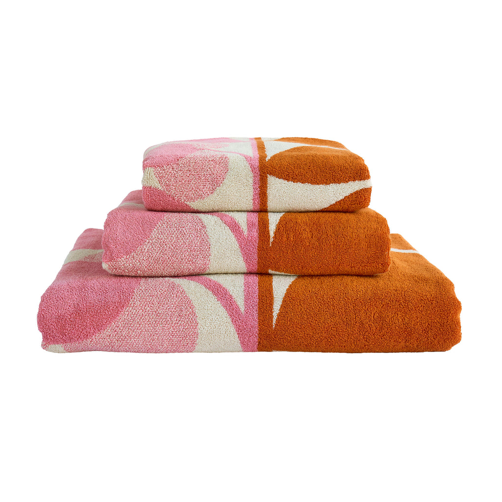 Orla Kiely Stem Bloom Duo Blush 100% Cotton 580gsm Towels
