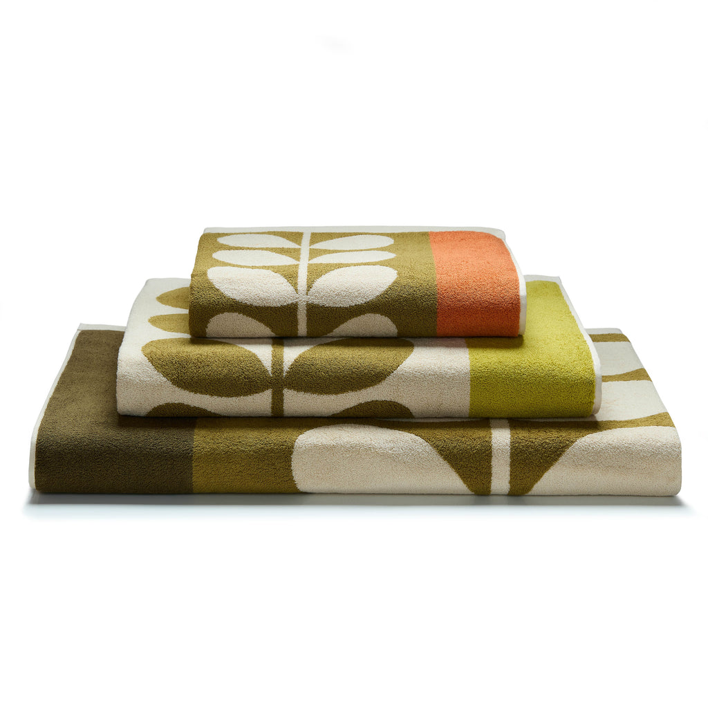 Orla Kiely Stem Check Hazel-Ochre 100% Cotton 580gsm Towels
